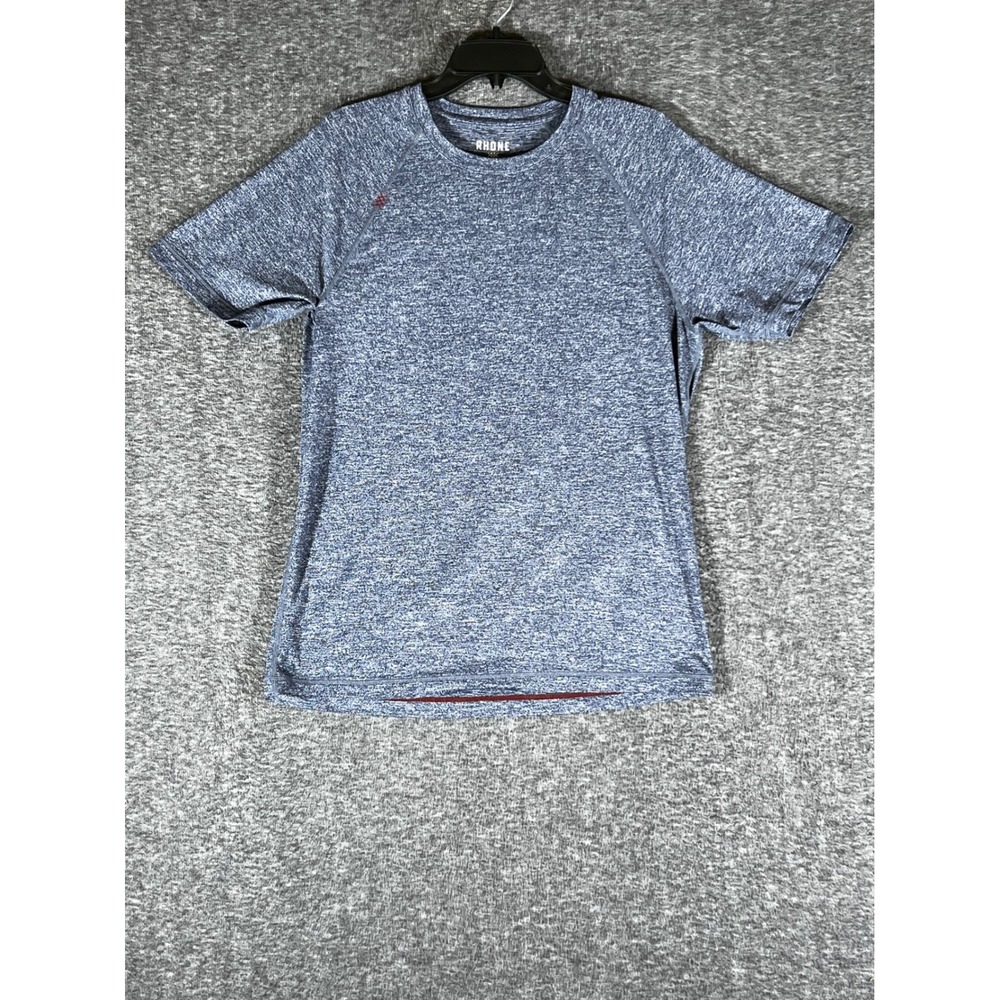 Rhone Reign Mens Navy Heather Short Sleeve Performance Training T-Shirt Size M
